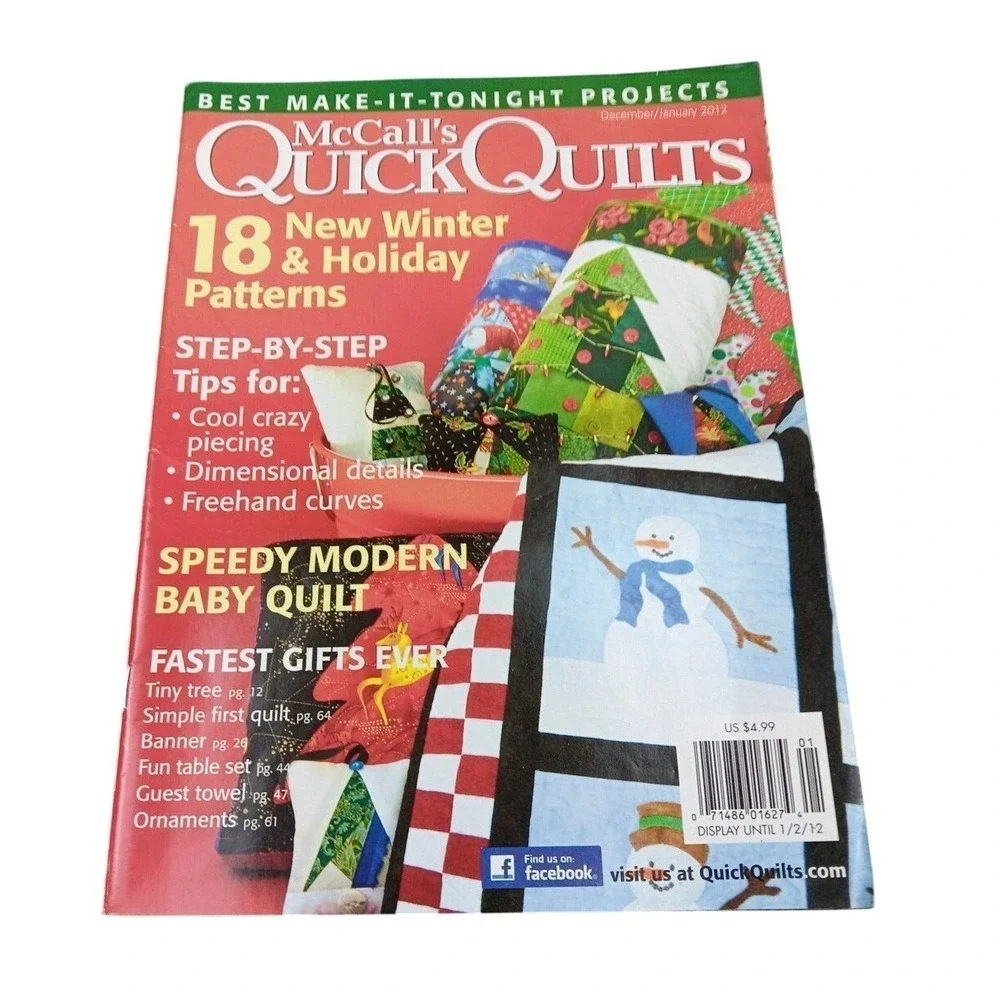 McCall's Quick Quilts‎ Magazine Dec Jan 2012 18 Winter Holiday Patterns Snowman